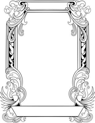 vector black and white engraved frame sketch design