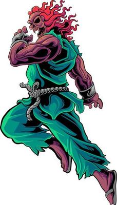 fire haired skull fighter vector