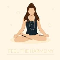 Man in Lotus Position with Long Hair Fill The Harmony vector