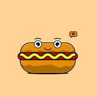 cute hotdog illustration vector cartoon
