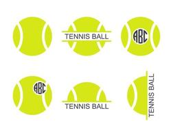 Tennis ball monogram frame. Silhouette vector illustration.