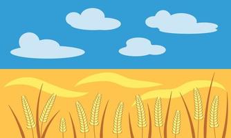 Yellow Wheat Field and Blue Sky vector