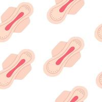 Seamless pattern - sanitary pads for women on a white background. Items of the menstrual period, women's gynecological health. vector