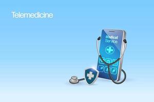 telemedicina, telesalud, en línea médico consulta tecnología. virtual médico en médico móvil aplicación dar paciente asesorar en salud problema y enfermedad. médico y salud cuidado Servicio tecnología. vector