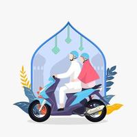 mudik tradition vector flat illustration