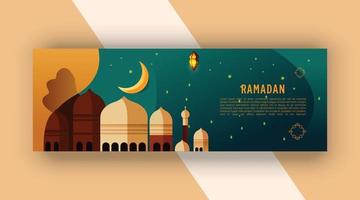 realistic Ramadan twitch banner design vector