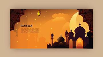 realistic Ramadan twitch banner design vector