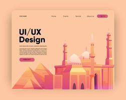 Islamic website layout Ramadan interface vector