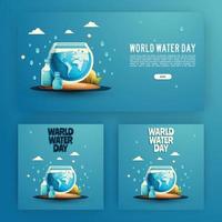 Water drop with growing plant banner poster vector