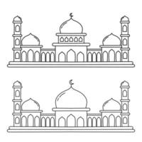 Mosque doodle line art fir coloring book vector