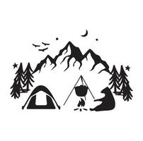 Vector camping and hiking vectro labels emblems and badges