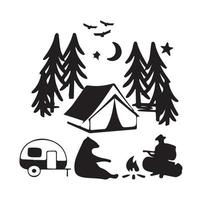 Vector camping and hiking vectro labels emblems and badges