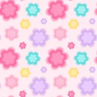 Trendy seamless pattern with y2k blurred gradient daisy flower on pink background. Pastel color background. Abstract geometric background. Y2k aesthetic. vector