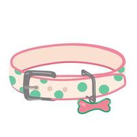 Pink collar for dogs. Medallion in the shape of a bone. vector