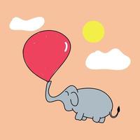 Cute elephant flying vector design for wallpaper, background, fabric and textile