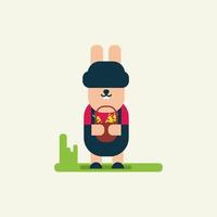 Cute bunny holding a basket of carrot vector design for wallpaper, background, fabric and textile