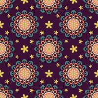 Seamless pattern colorful geometric flowers. textile, stationery, wrapping paper. vector