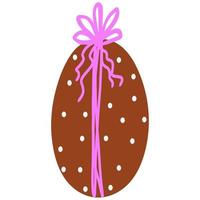 Hand drawn Easter egg present decorated with pattern and ribbon,holiday decor element for greeting card,invitation,background decor.Traditional egg in flat style isolated on white background vector