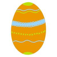 Hand drawn Easter egg present decorated with pattern and ribbon,holiday decor element for greeting card,invitation,background decor.Traditional egg in flat style isolated on white background vector