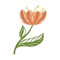 cute flower with leafs decorative icon vector