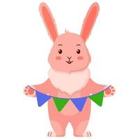 Rabbit with garland on white background. vector