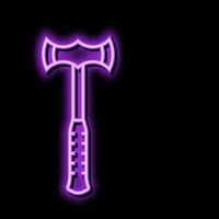 double bit axe weapon neon glow icon illustration vector