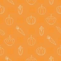 Yellow and orange vegetables, bright vector seamless pattern