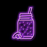 almond milk smoothie fruit juice food neon glow icon illustratio vector