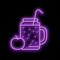 apple juice smoothie fruit juice food neon glow icon illustratio vector