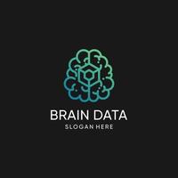 Brain data logo design, unique and commercial concept vector