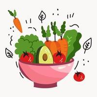 isolated fruit and vegetable salad plate icon. vector