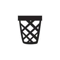 trash can icon flat design  icon solid, glyph, black. vector