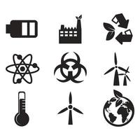 Environmental Issues icon set. Collection of Environment and Climate related vector glyph icons