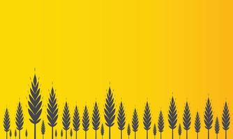 grain and rice field background or paddy isolated in gradient yellow background 2 with copy space area vector