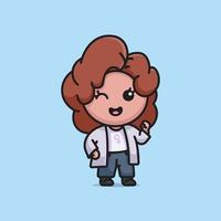 Cute beautiful brown skinned women with wavy hair cartoon character illustration vector isolated