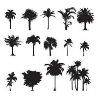 Collage Of Silhouette Plum tree fully vector. Vector art tree with white background.