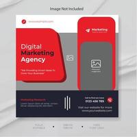 Digital marketing agency instagram post and corporate social media banner template. Red and white social media post banner template. vector