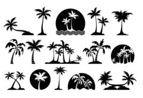 Palm Tree with leaves , coconut tree , silhouettes isolated on white background vector