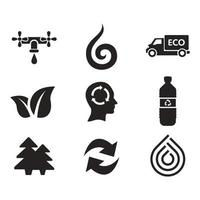 Environmental Issues icon set. Collection of Environment and Climate related vector glyph icons