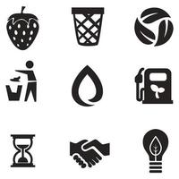 Environmental Issues icon set. Collection of Environment and Climate related vector glyph icons