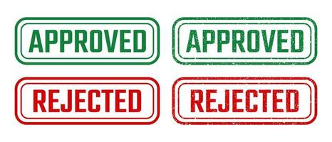 Approved and rejected stamp sign with grunge texture vector on white background