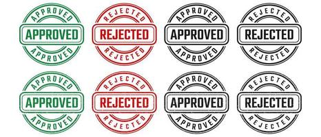 Approved and rejected stamp sign with grunge texture vector on white background