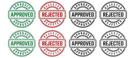 Approved and rejected stamp sign with grunge texture vector on white background