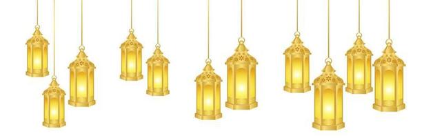 Islamic lamp or lantern ornament template header background, banner, poster, cover design, social media feed, stories.  Ramadan Kareem and eid mubarak 2023 concept vector