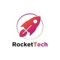 modern rocket logo vector. logo template vector with simple and colorful concept, rocket technology illustration, symbol icon of software technology digital template