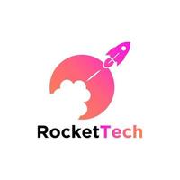modern rocket logo vector. logo template vector with simple and colorful concept, rocket technology illustration, symbol icon of software technology digital template