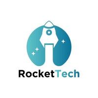 modern rocket logo vector. logo template vector with simple and colorful concept, rocket technology illustration, symbol icon of software technology digital template