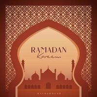 Ramadan Kareem Mosque Window Oranament with Brown Red Color vector