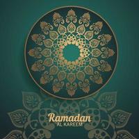 Ramadán kareem diseño modelo bandera con elegante estilo floral oro color vector