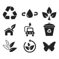 Environmental Issues icon set. Collection of Environment and Climate related vector glyph icons